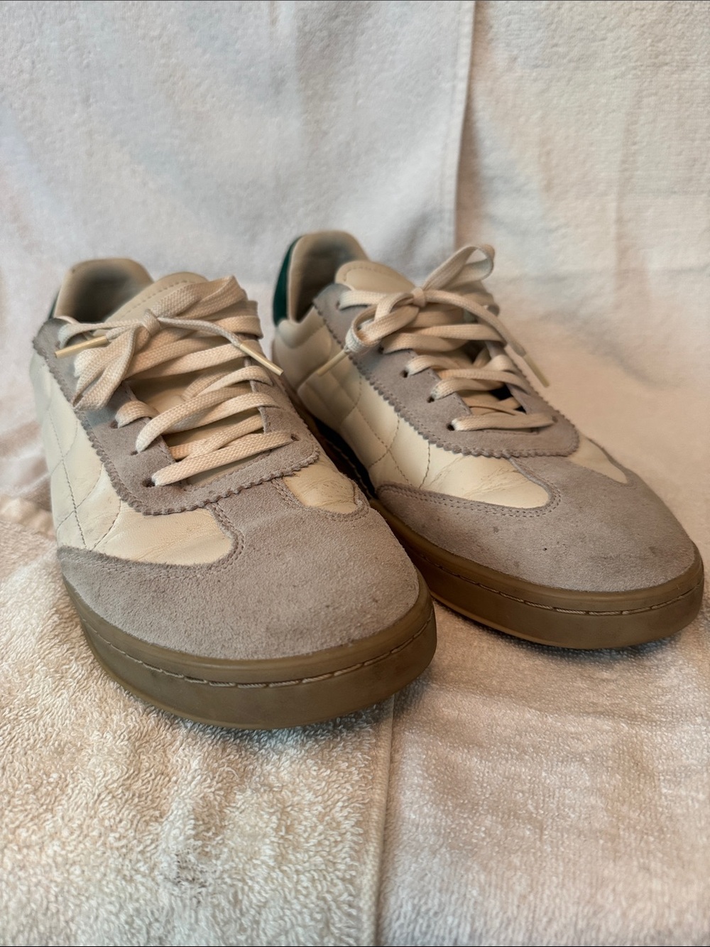 Cole Haan Beige and Cream Suede Leather Sneakers